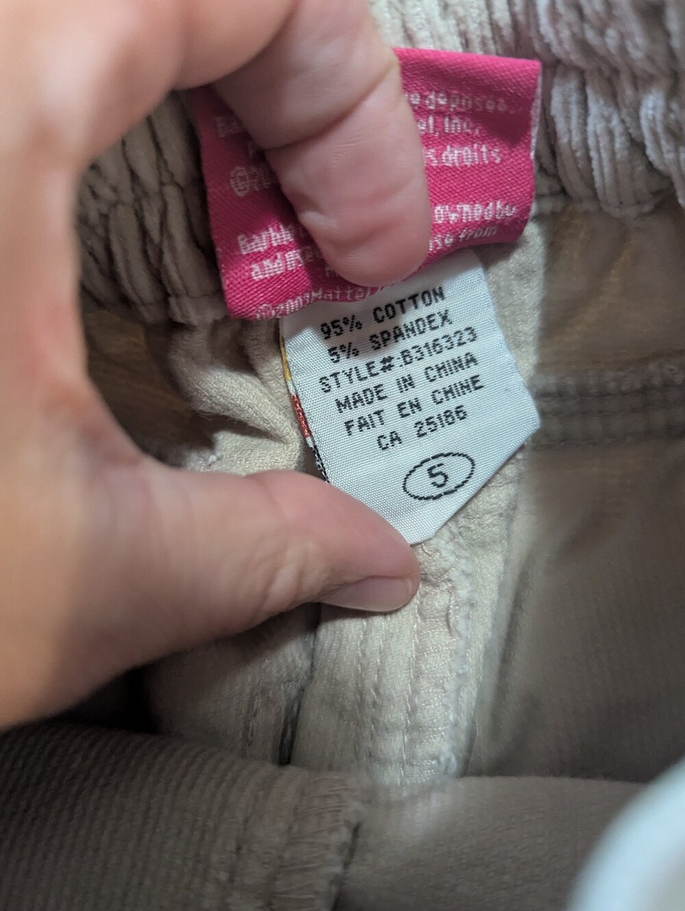 Barbie Girls Beige Corduroy Flare Pants Size 5 Embroidered Floral Y2K - Picture 7 of 7